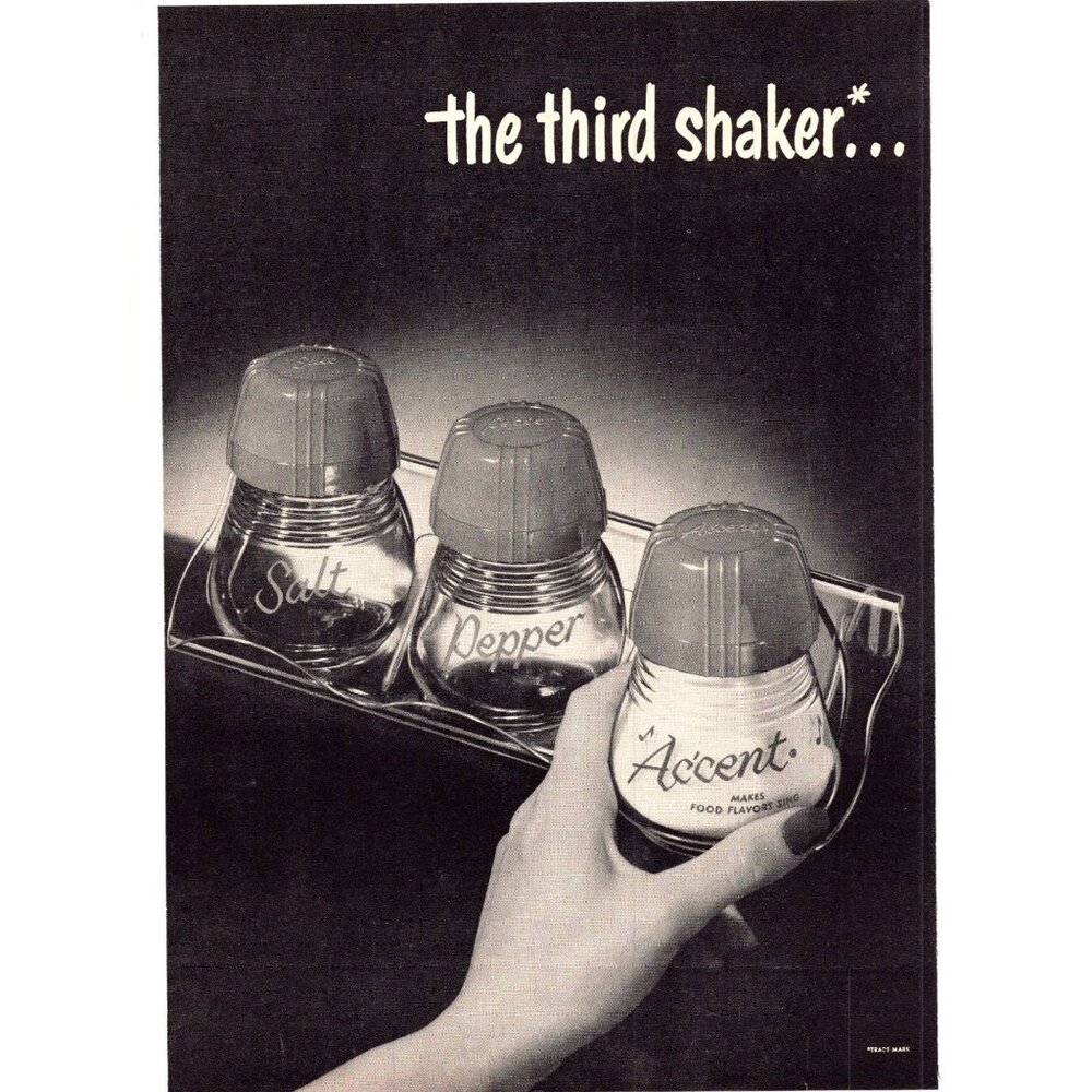 1952 Accent Food Seasoning Shaker Vintage Print Ad Cooking Spices 50s Wall Art
